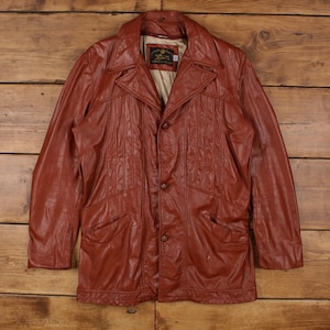 Vintage Genuine Leather Leather Jacket L 70s Brown