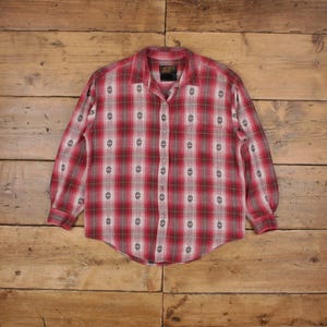 Vintage Eddie Bauer Flannel Shirt Button S USA Made 80s Outdoor Womens Red