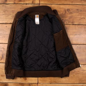 Chaqueta bomber Carhartt L para hombre, forrada de lona de pato marrón, ropa de trabajo, uso diario imagen 3