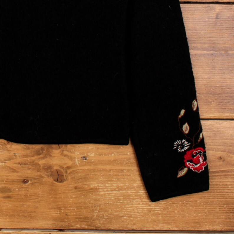 Vintage Pendleton Shacket Jacket M 90s Embroidered Floral Black Womens image 7