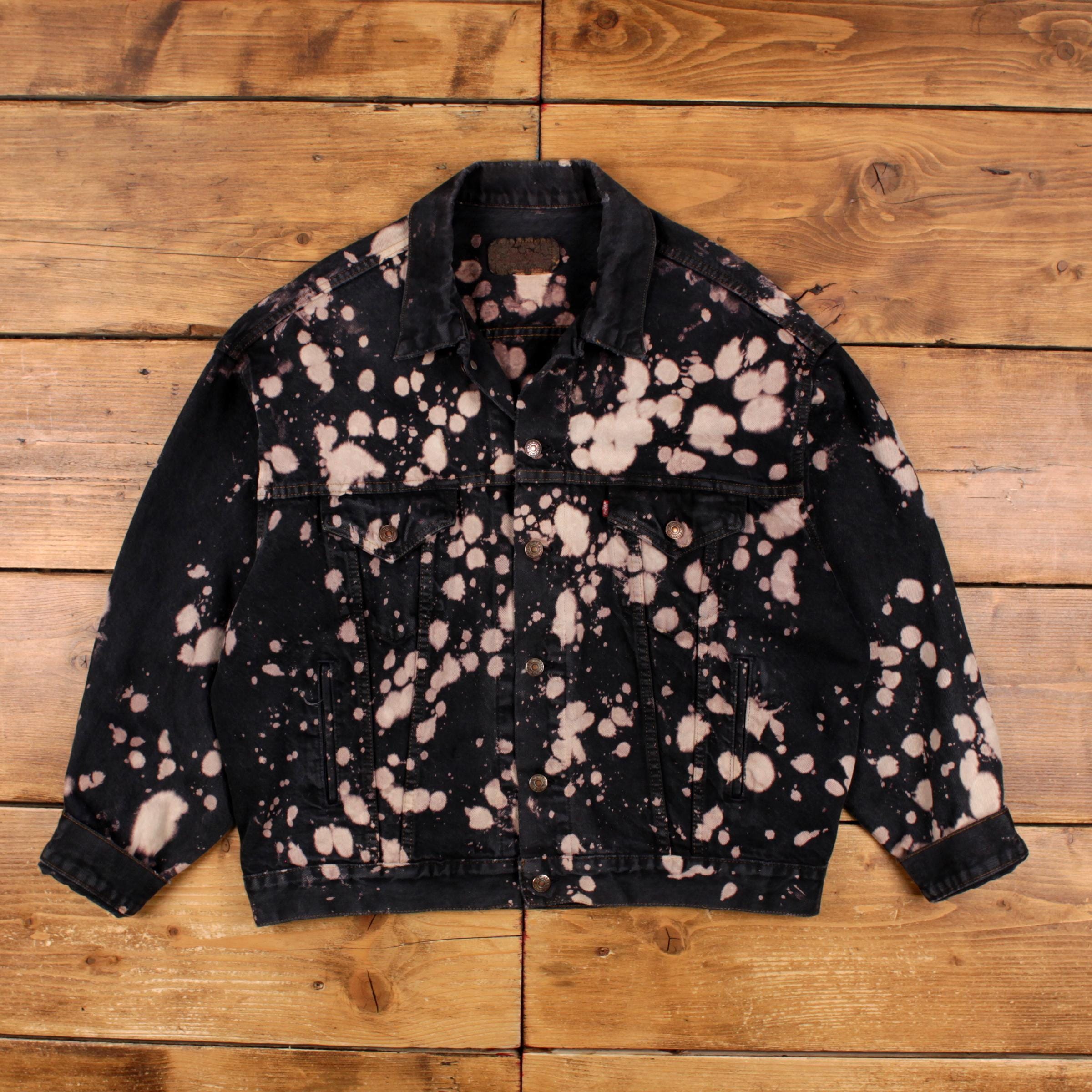 Black Bleached Dyed Denim Jacket - Etsy