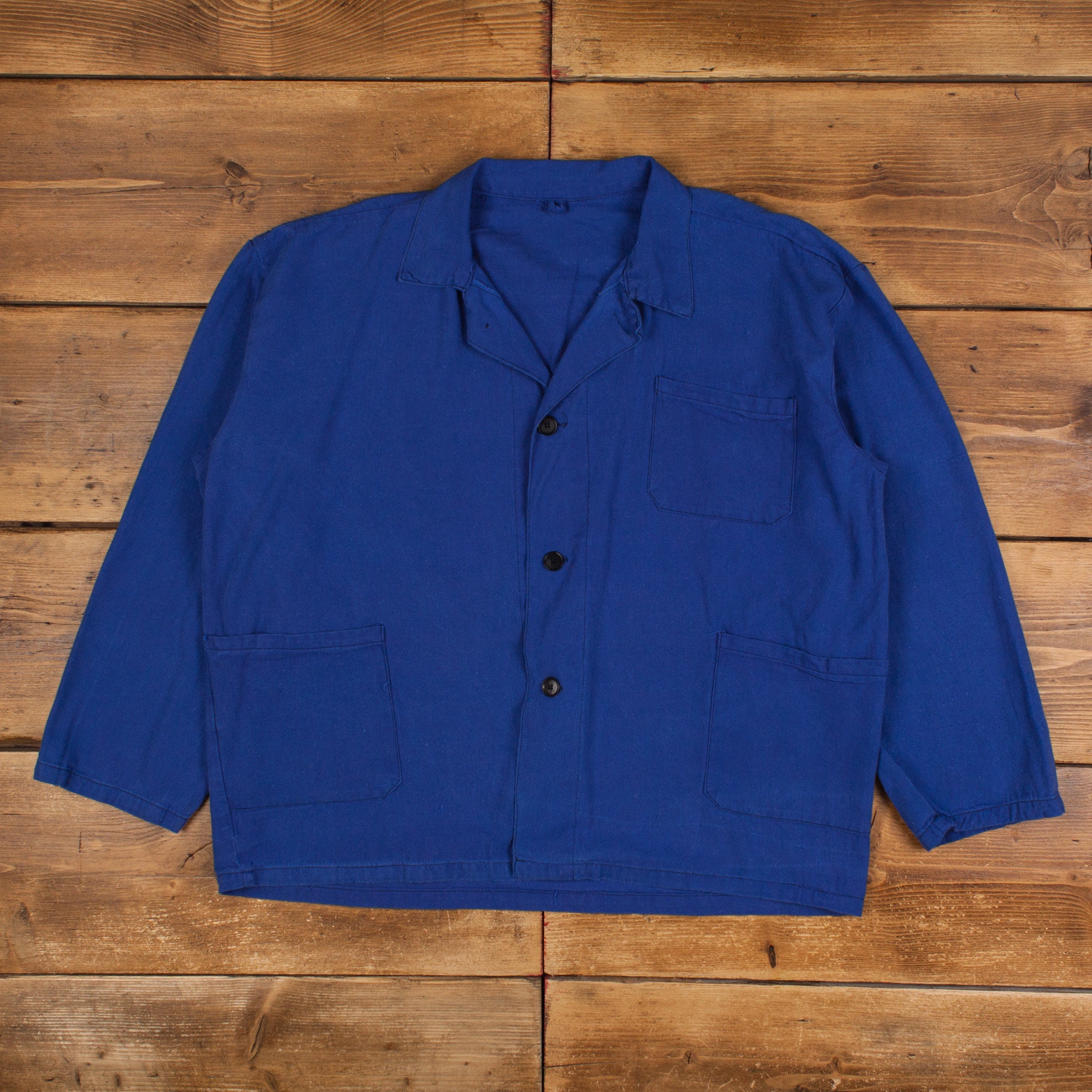 ジャケット・アウター VINTAGE euro work jacket French Vintage French Workwear Jacket 2XL Blue Button Chore Utility