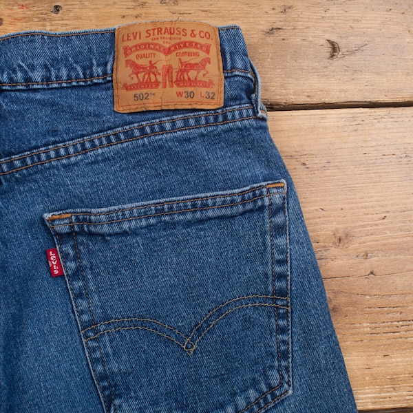 Vintage Levis 502 Jeans 30 x 32 Stonewash Tapered Blue Red Tab Denim