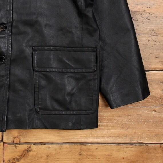 Vintage Real Comfort Leather Jacket XL 90s Car Coat Black Womens