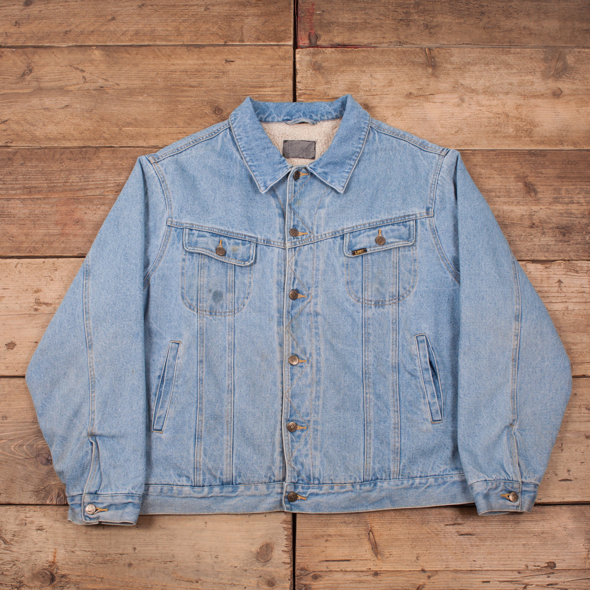 Vintage Lee Denim Jacket XL Sherpa 