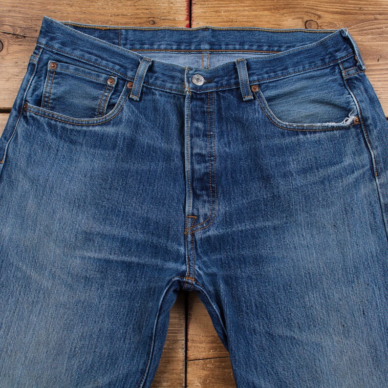Jeans Levis 501 vintage 34 x 36 Stonewash Straight Blue Red Tab Denim immagine 3