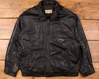 Vintage St John's Bay Men's Black Leather Coat Size 2XLT - Etsy