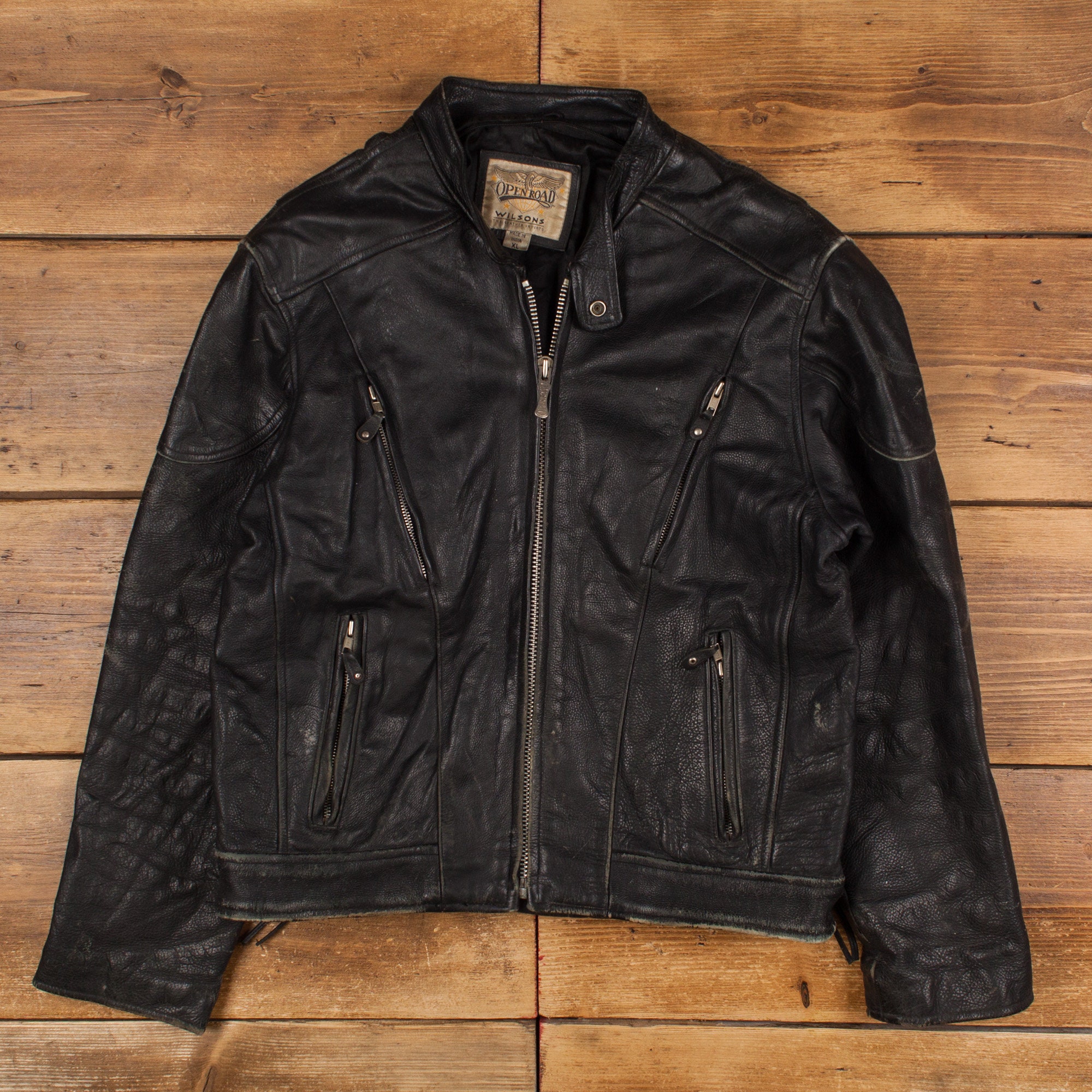 Vintage Wilsons Leather Jacket L 90s Open Road Cafe Racer Vintage Wilsons Leather Jacket L 90s Open Road Cafe Racer
