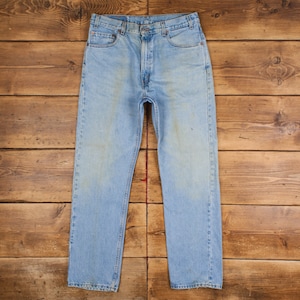 Vintage Levis 505 Jeans 36 x 32 90s Stonewash Straight Blue Red Tab Denim