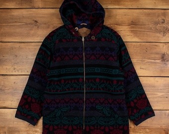 Vintage 90s Woolrich Aztec Wool Zipper Jacket Native Navajo