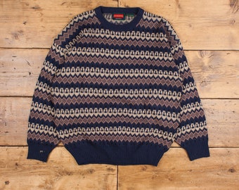 Vintage Stoneriver Outfitters Jumper Sweater XL 90er Jahre isländisch Rundhals Blau