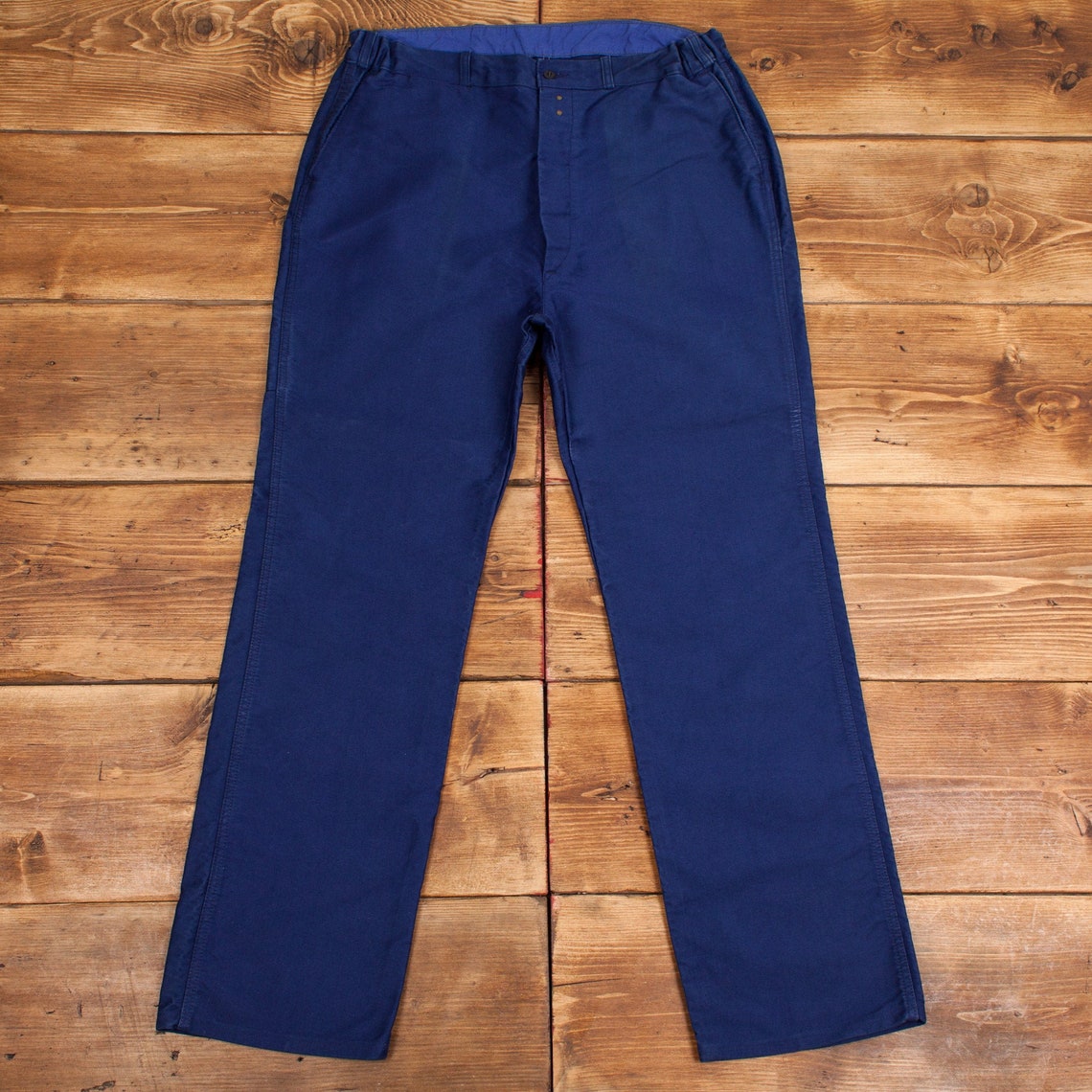 Vintage 70s Dark Blue French Moleskin Cotton Workwear Trousers | Etsy