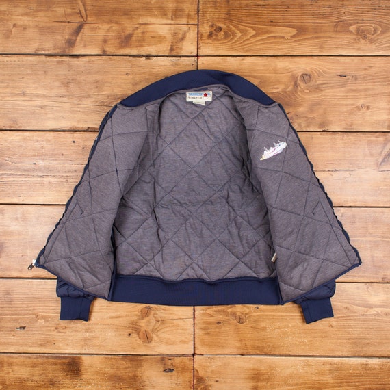 Vintage Tradesman Workwear Workwear Jacket M Quilted Blue Zip