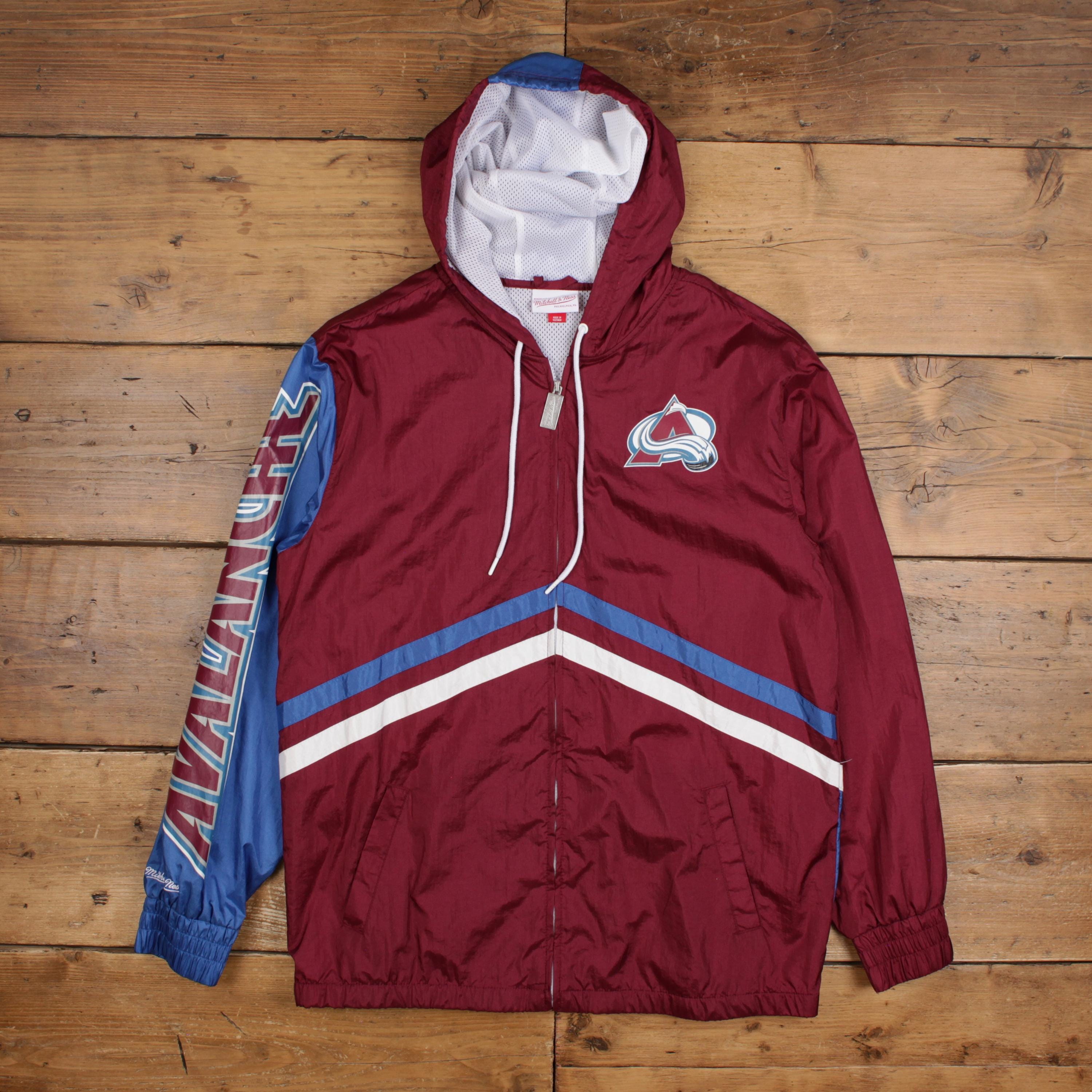 希少 80s old  ビッグロゴ 2トーン トラックジャケット Vintage Mitchell & Ness Windbreaker Jacket XL NHL Colorado