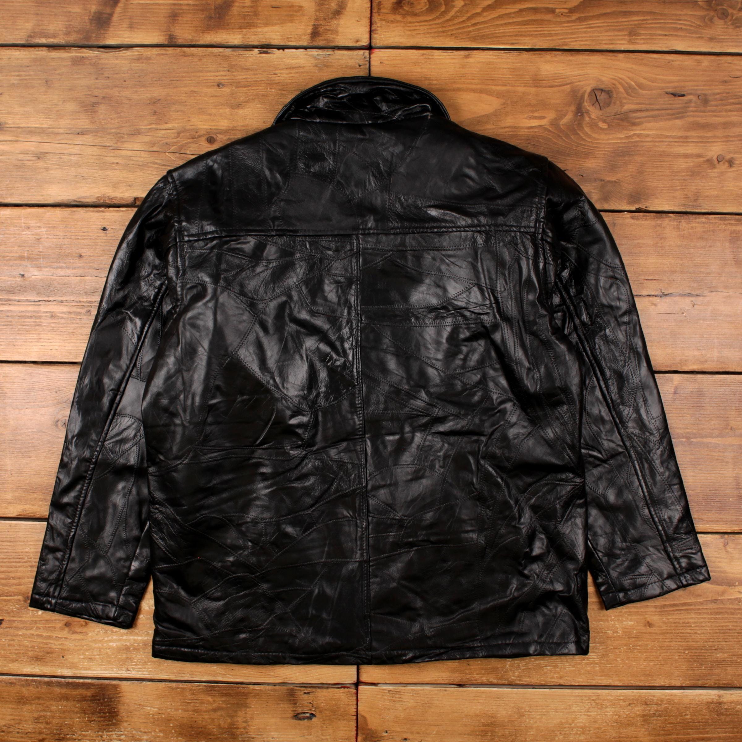 Total Rewards Faux Leather Jacket L Mens 00s Black Lined Biker