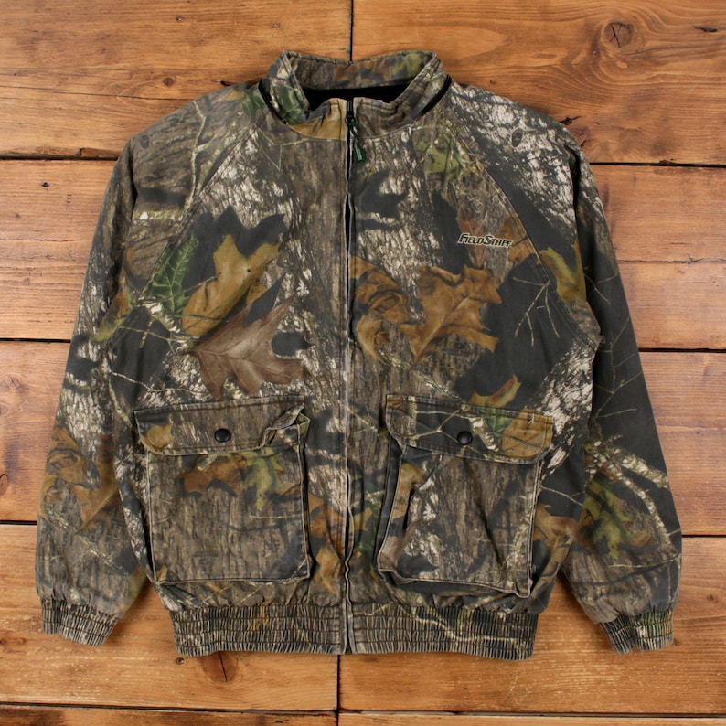 Chaqueta de exterior vintage Mossy Oak M Realtree FieldStaff verde camuflaje marrón imagen 1