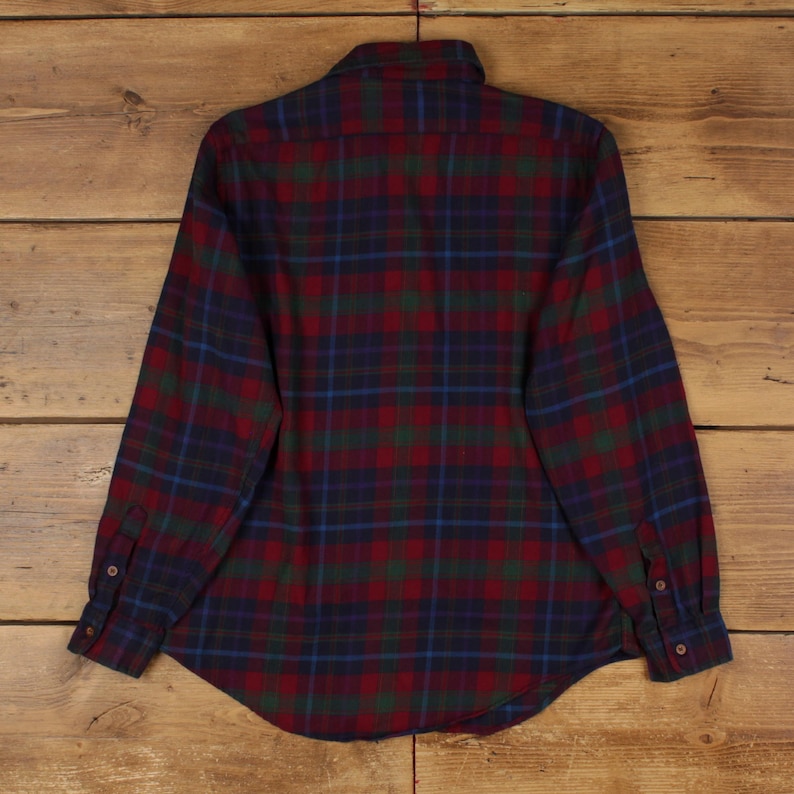 Lobo By Pendleton Flannel Shirt M Mens Cotton Wool Plaid Pocket Red USA Made image 2