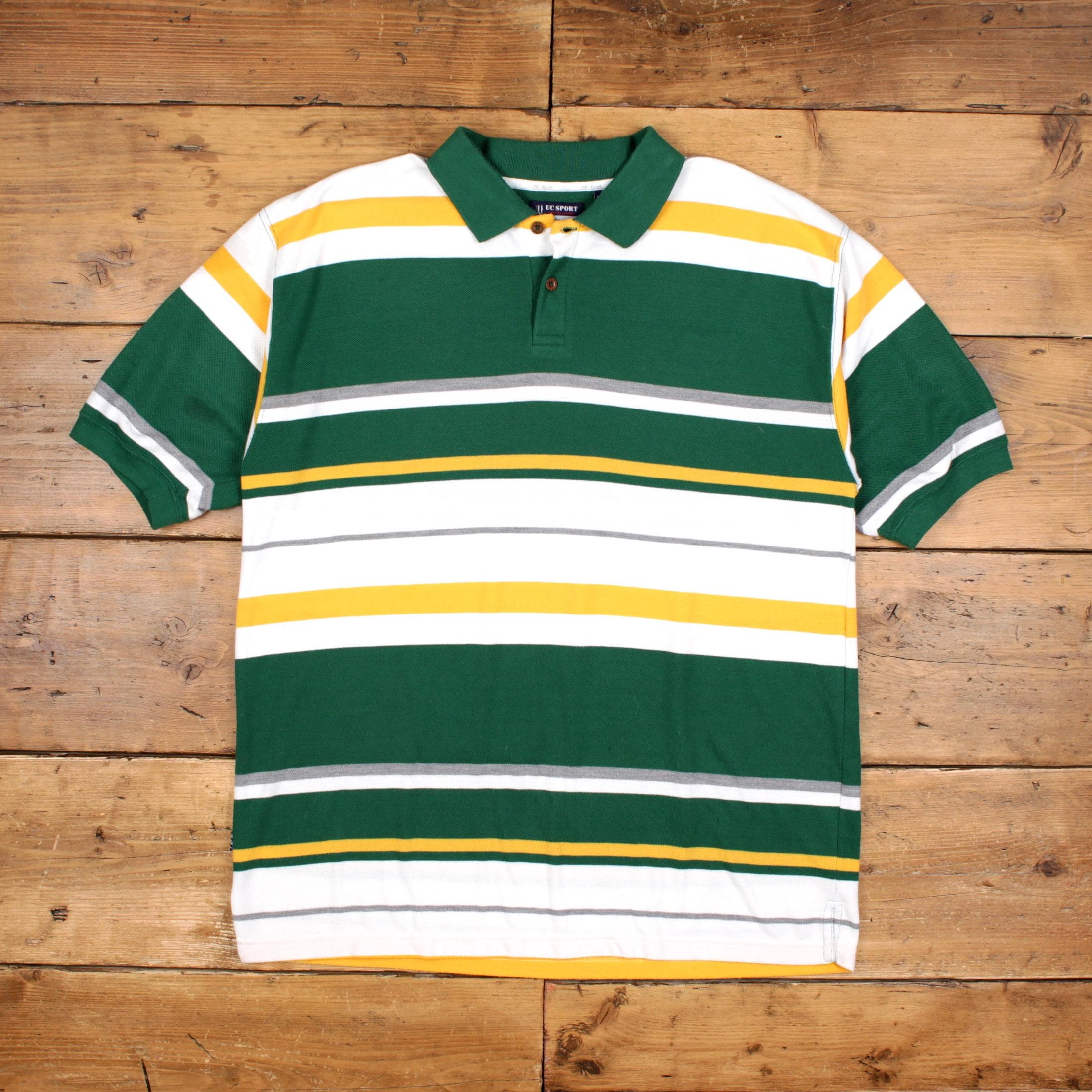 Vintage Polo Shirt T Shirt 2XL UC Sport Stripe Green Tee - Etsy Canada