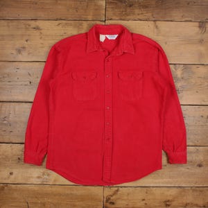 Vintage Five Brother Chamois Shirt Button XL USA Made 90s Tall Mens Red Solid
