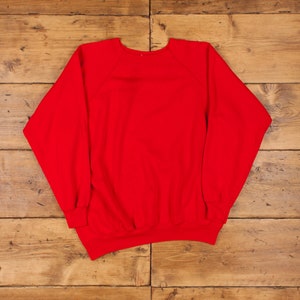 vintage Blank Raglan Sweatshirt XL 90s USA Made Red Roundneck Pullover Pullover Jumper