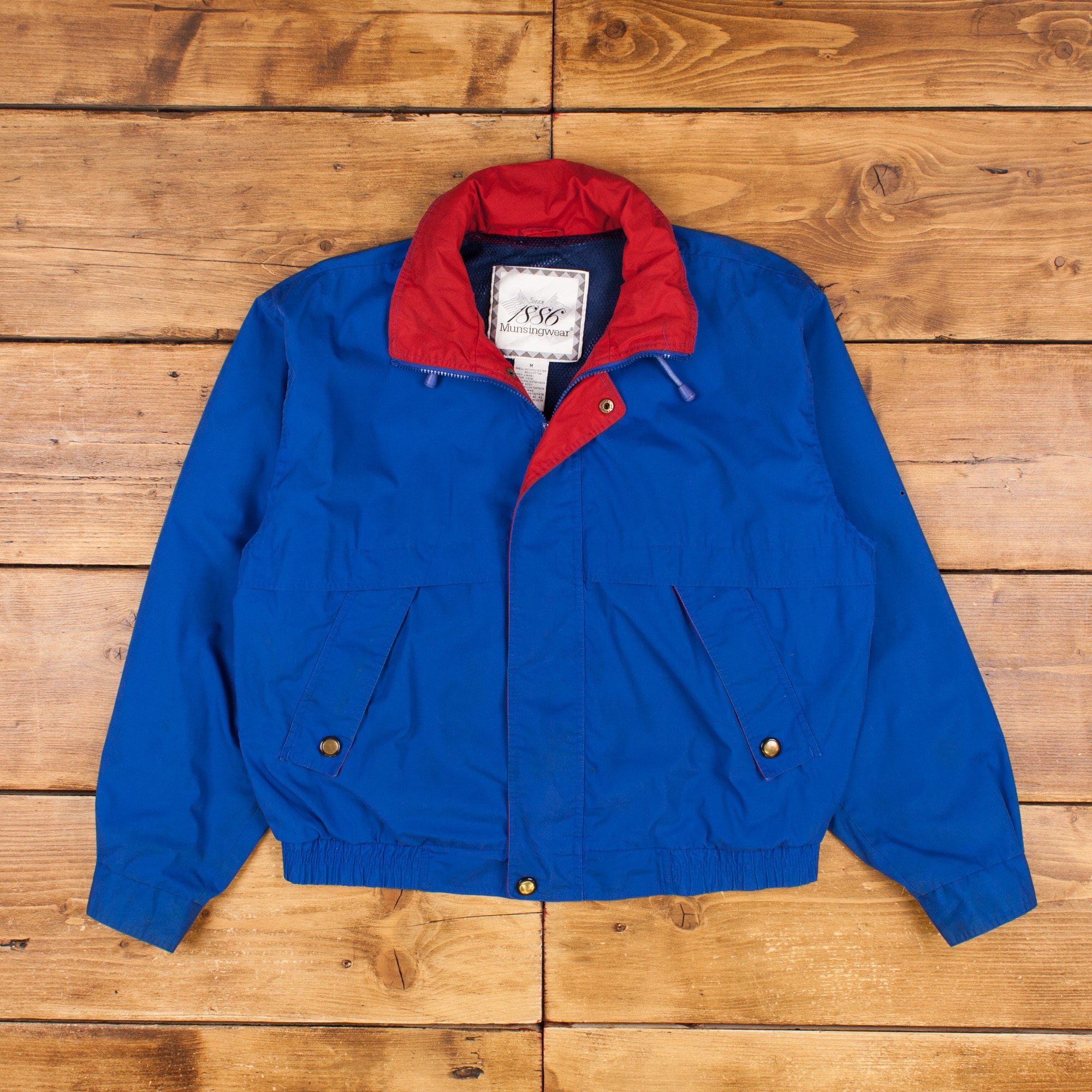 Vintage Munsingwear Windbreaker Jacket M Bomber Blue Zip