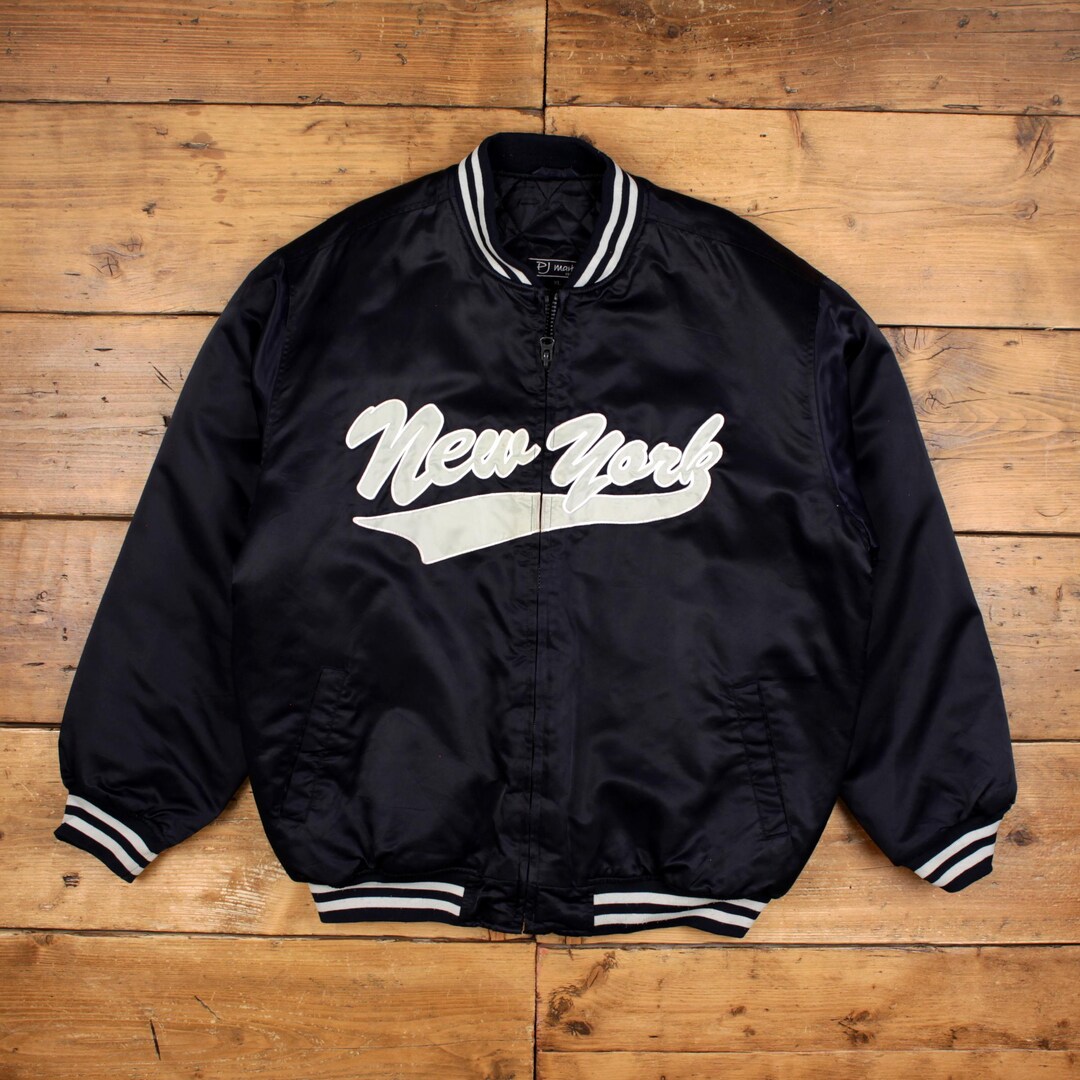 Vintage PJ Mark Varsity Jacket XL 90s Bomber Satin New York
