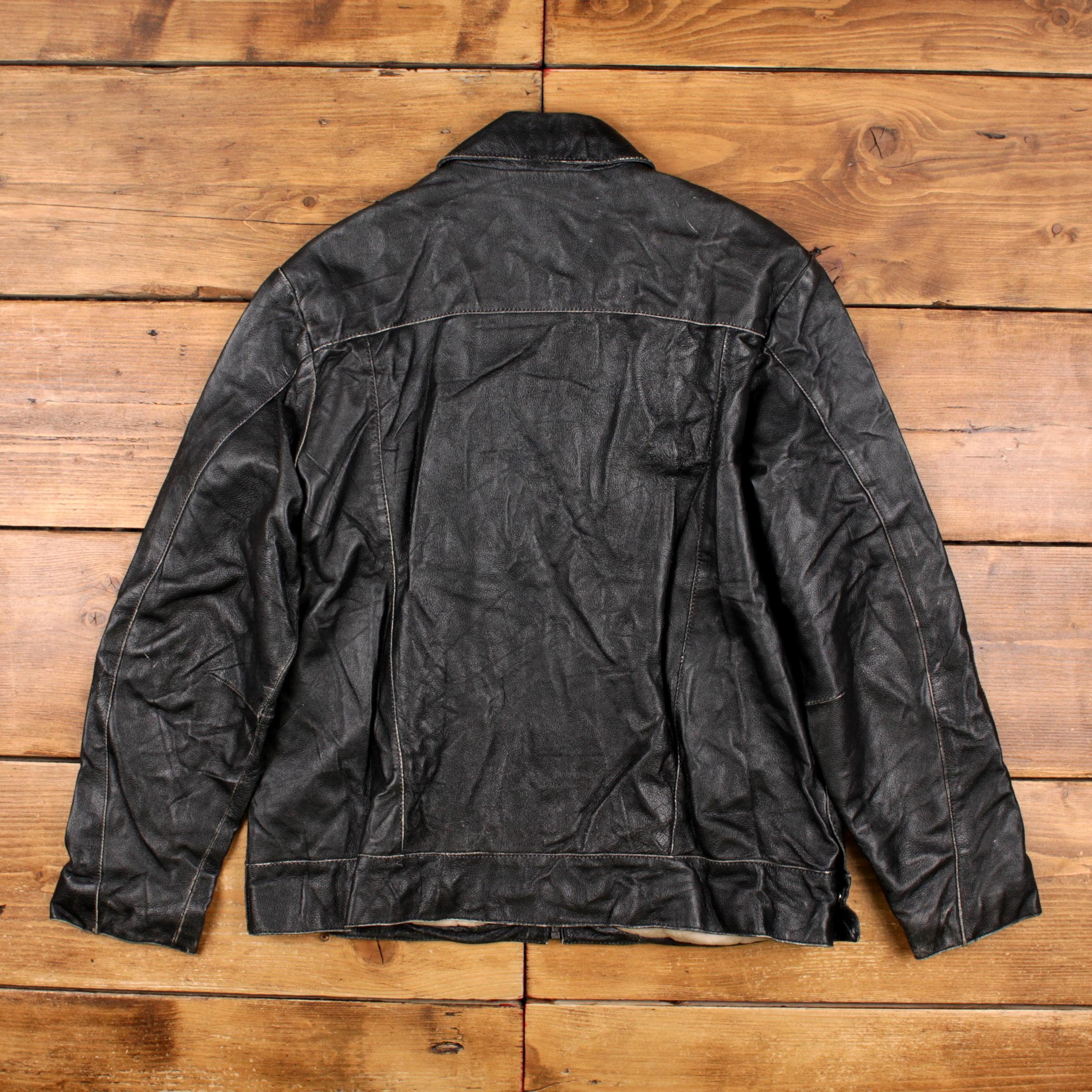 Vintage BKE 67 Leather Jacket L Black - Etsy
