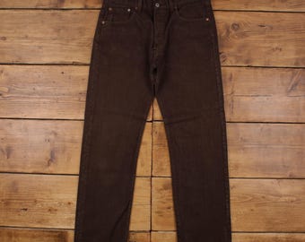 Levis 501 Jeans 33x32 Brown Regular Straight Button Fly Red Tab Denim