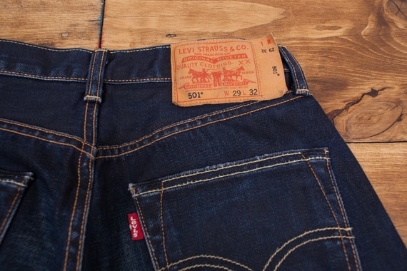 Vintage Levis Levi 501 Navy Blue Straight Leg Denim Jeans 27 X - Etsy