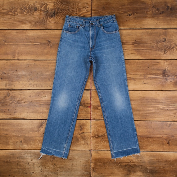 Vintage Levis 516 Jeans 28 X 31 90s Raw Hem Stonewash Straight Blue Womens Etsy Canada
