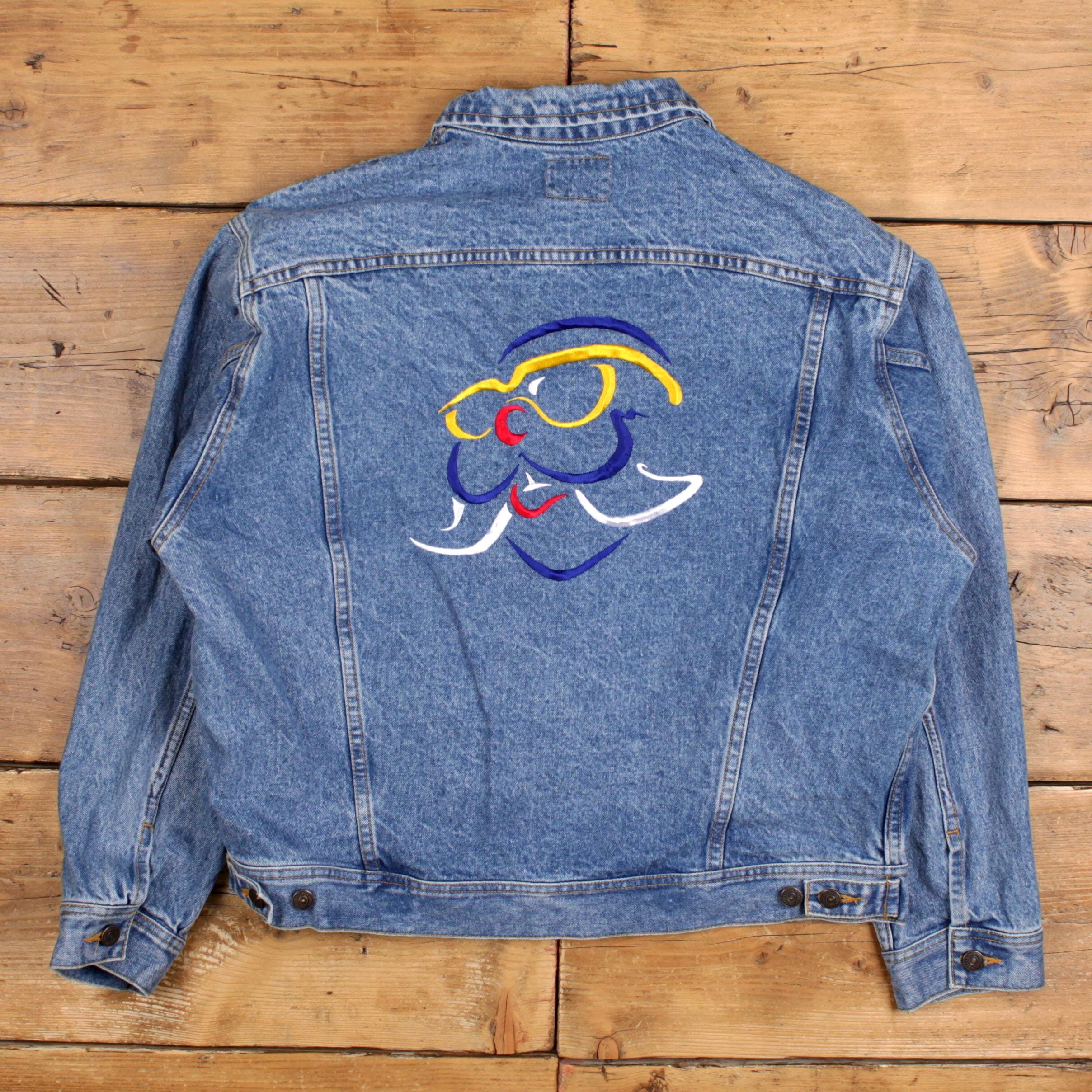 ヴィンテージ Lee デニムジャケット L 90年代 刺繍入り トラッカー