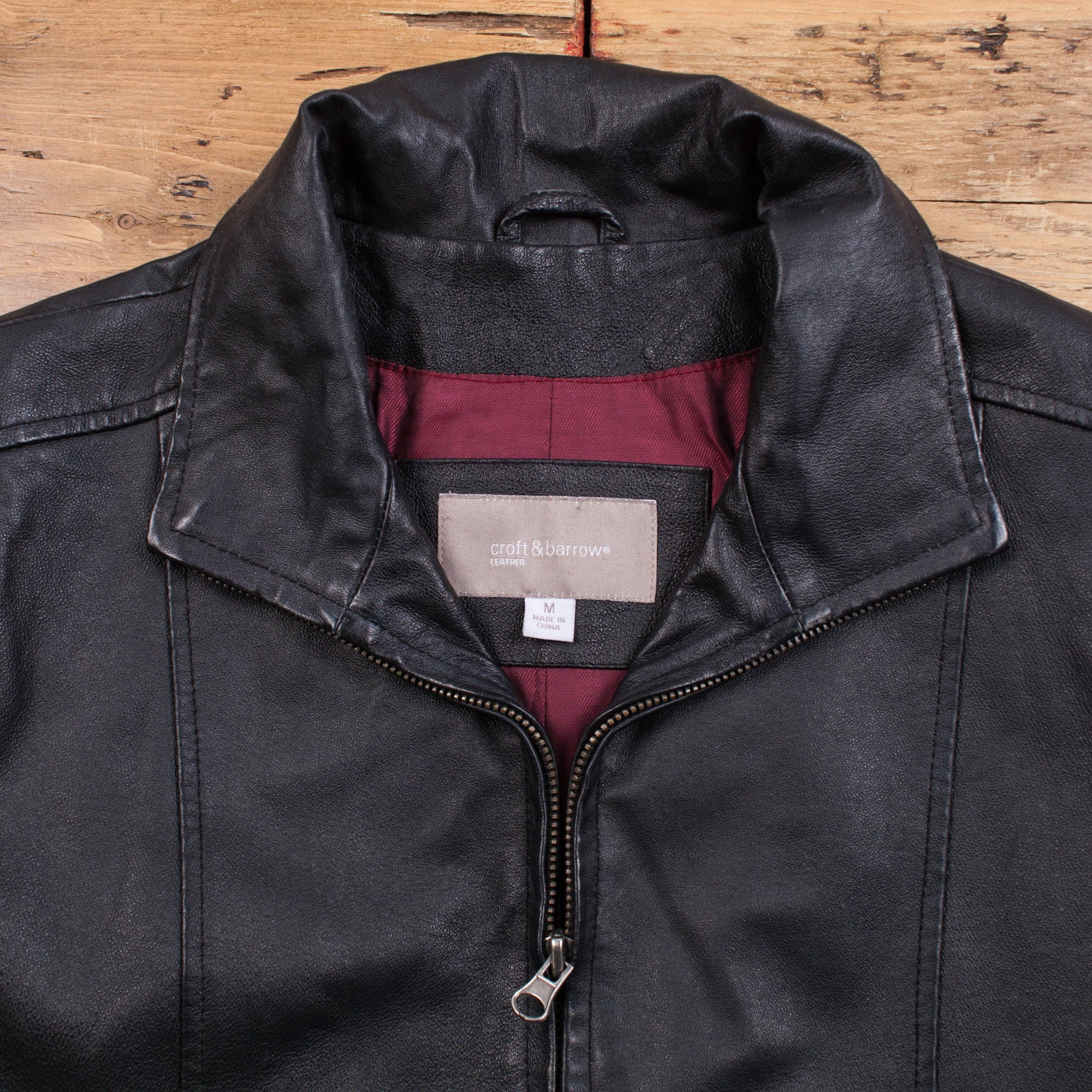 Vintage Croft and Barrow Leather Jacket M 90s Panelled