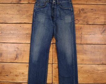 Jeans Levi's 501 31x30 Azul Regular Recto 1947 Denim Desgastado Medio Stonewash