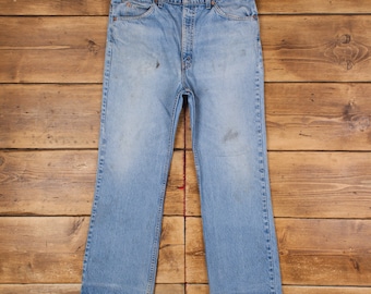 Jean Levis 517 vintage 36 x 30 fabriqué aux États-Unis des années 90 délavé à la pierre bootcut bleu Orange