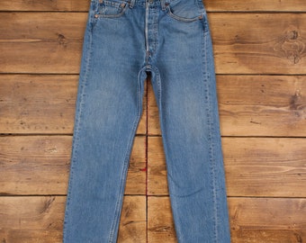 vintage Levis 501 Jeans 31 x 30 années 90 délavé à la pierre Straight Blue Red Tab Denim