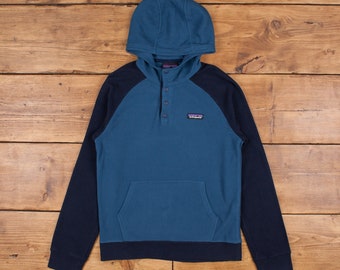 Vintage Patagonia Logo Sudadera XS Fleece Gorpcore Roundneck Con capucha Hombres