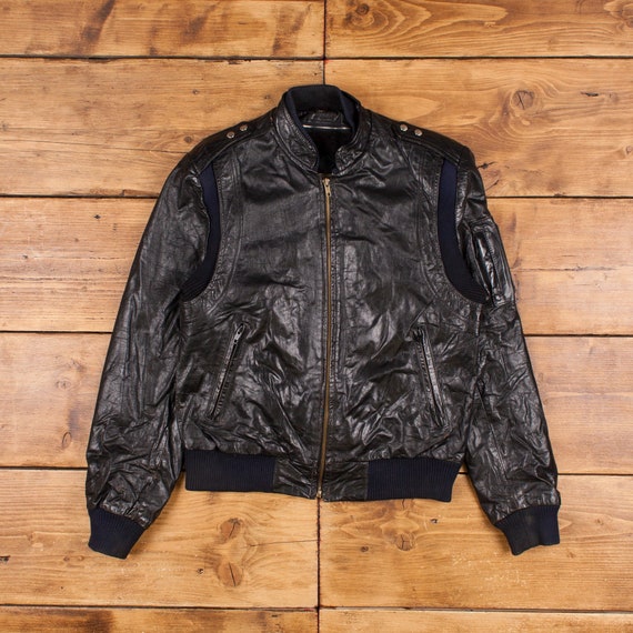 Vintage Geronimo Leather Jacket S Biker Rider Bla… - image 1