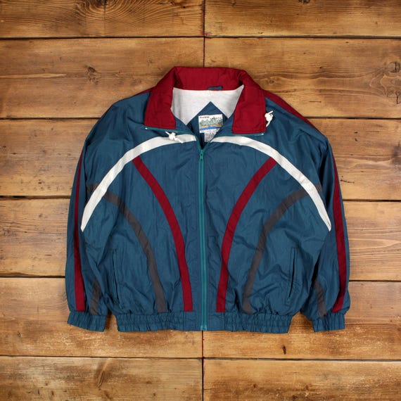 Curved Wind Jacket バーガンディ Vintage Pacific Sports Windbreaker