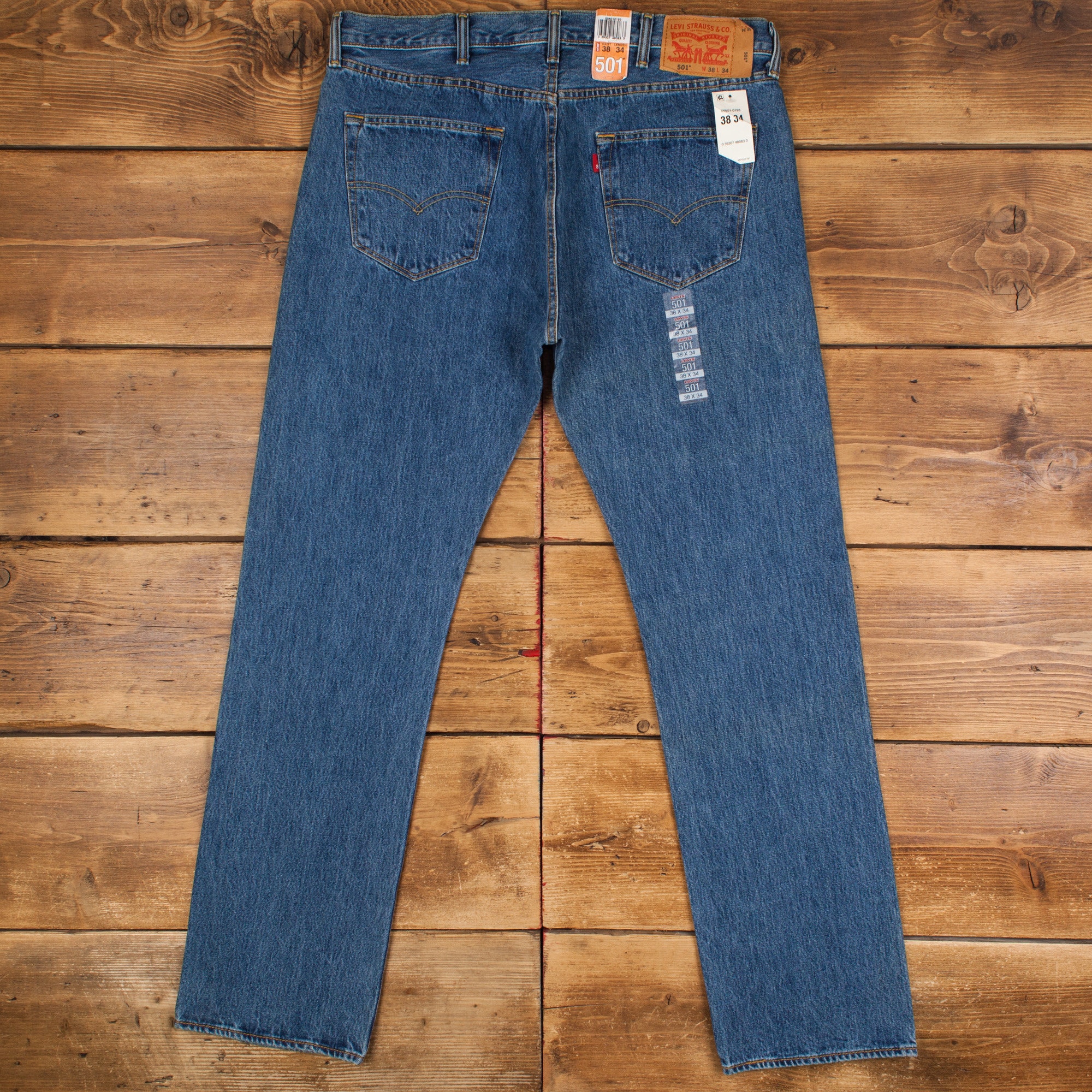 Vintage Levis 501 Jeans 38 X 34 Deadstock Stonewash Straight Blue Red Tab Etsy