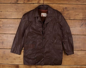 Vintage 1980s Sears the Leather Shop Leather Fur Shearling Collar