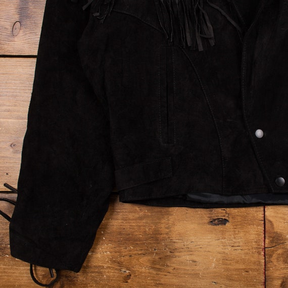 Vintage Chia Leather Jacket L Fringe Western Anim… - image 5