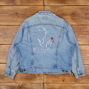 Jaqueta jeans Lee vintage 2XL personalizada Disney EUA fabricada nos anos 90 Stonewash Trucker