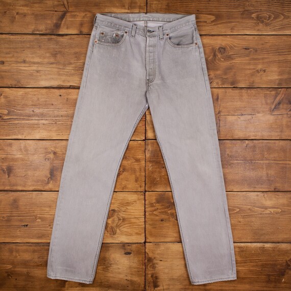 Vintage Levis 501 Jeans 33 X 34 Straight Leg Light Grey Denim - Etsy