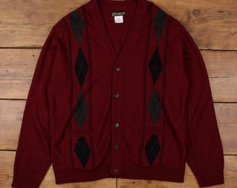 Vintage 60s Dick Van Dyke Cardigan Pumpkin Orange 1960 Mens