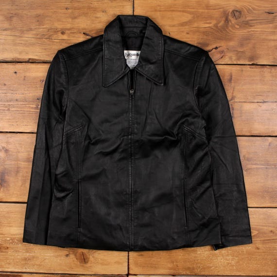 Vintage Bagatelle Leather Jacket L 90s Car Coat Black Womens