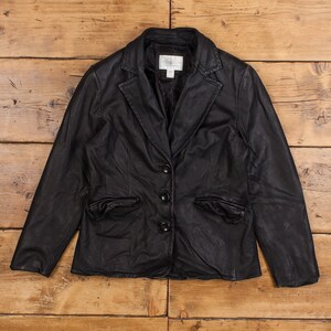 vintage Worthington veste en cuir XS 90s blazer petite bouton noir pour femmes