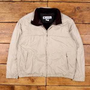 Vintage Columbia Outdoor Jacket L 90s Windbreaker Bomber Beige