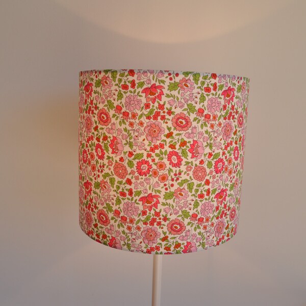 Abat-jour / Suspension cylindrique - tambour - moderne - lampe - tissu liberty of London Danjo rose