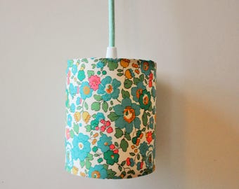 Lampe baladeuse - tissu liberty betsy menthe -  lampe nomade - moderne - déco chambre enfant - lampe de chevet - fleurs - fille