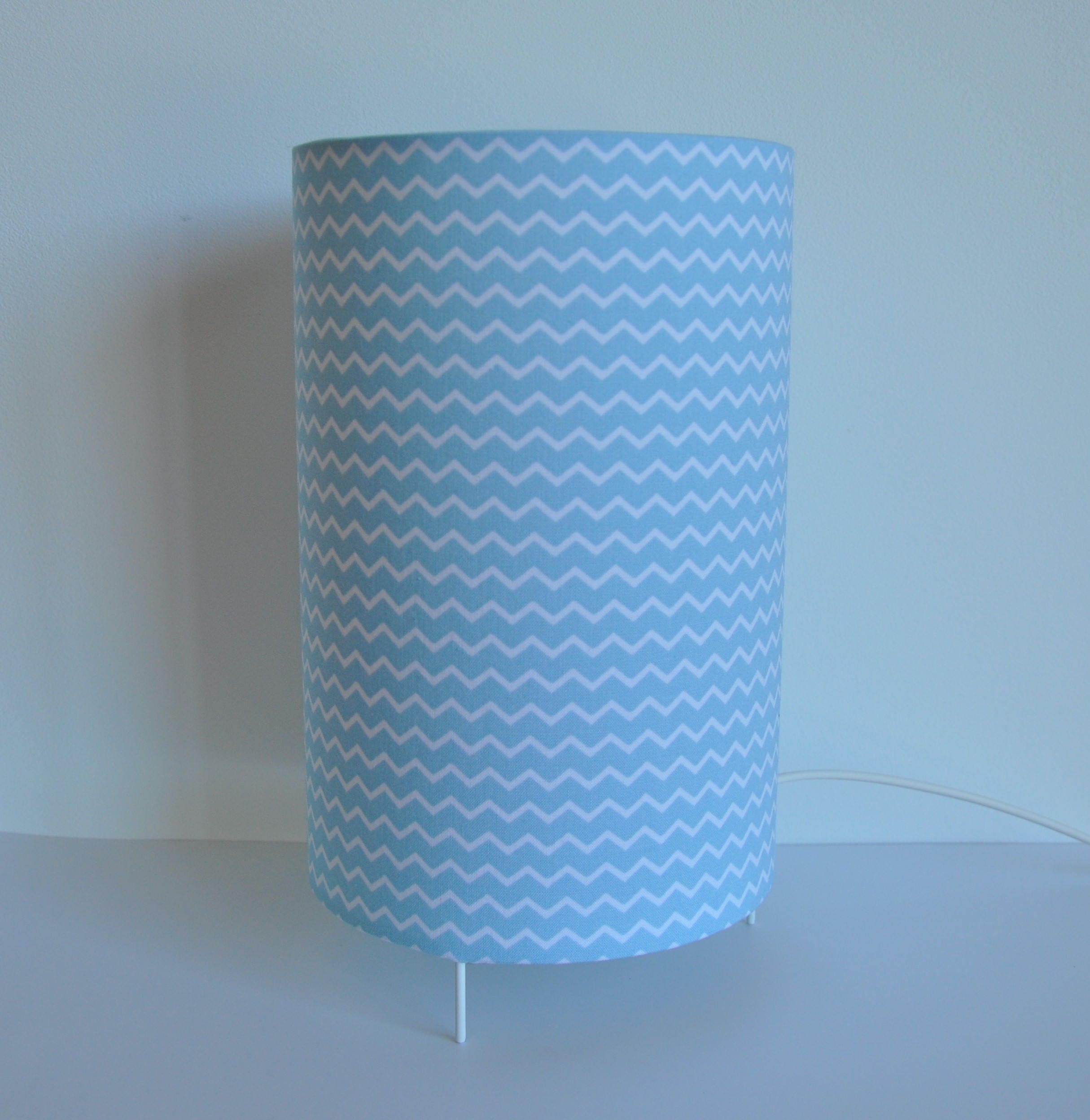 Lampe - Bleu Ciel Chevron Style Scandinave Lampe à Poser Moderne Luminaire Design Tube